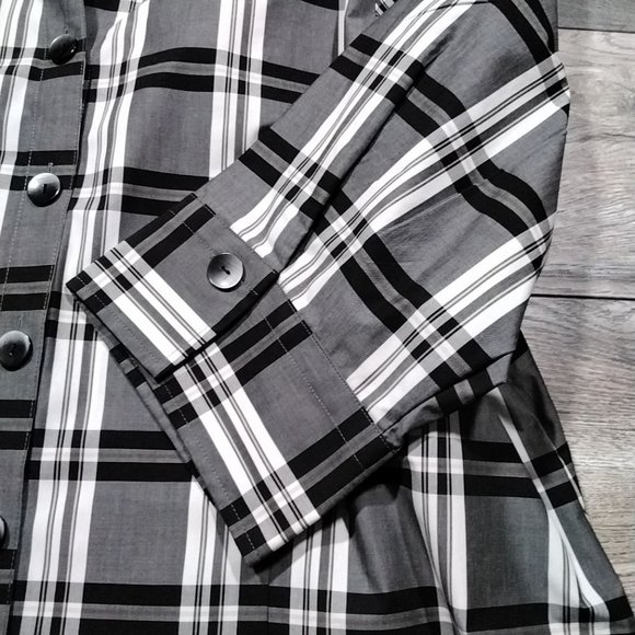 Westbound Woman 24W Blouse Wide Half Sleeve Black White - Picture 4 of 9